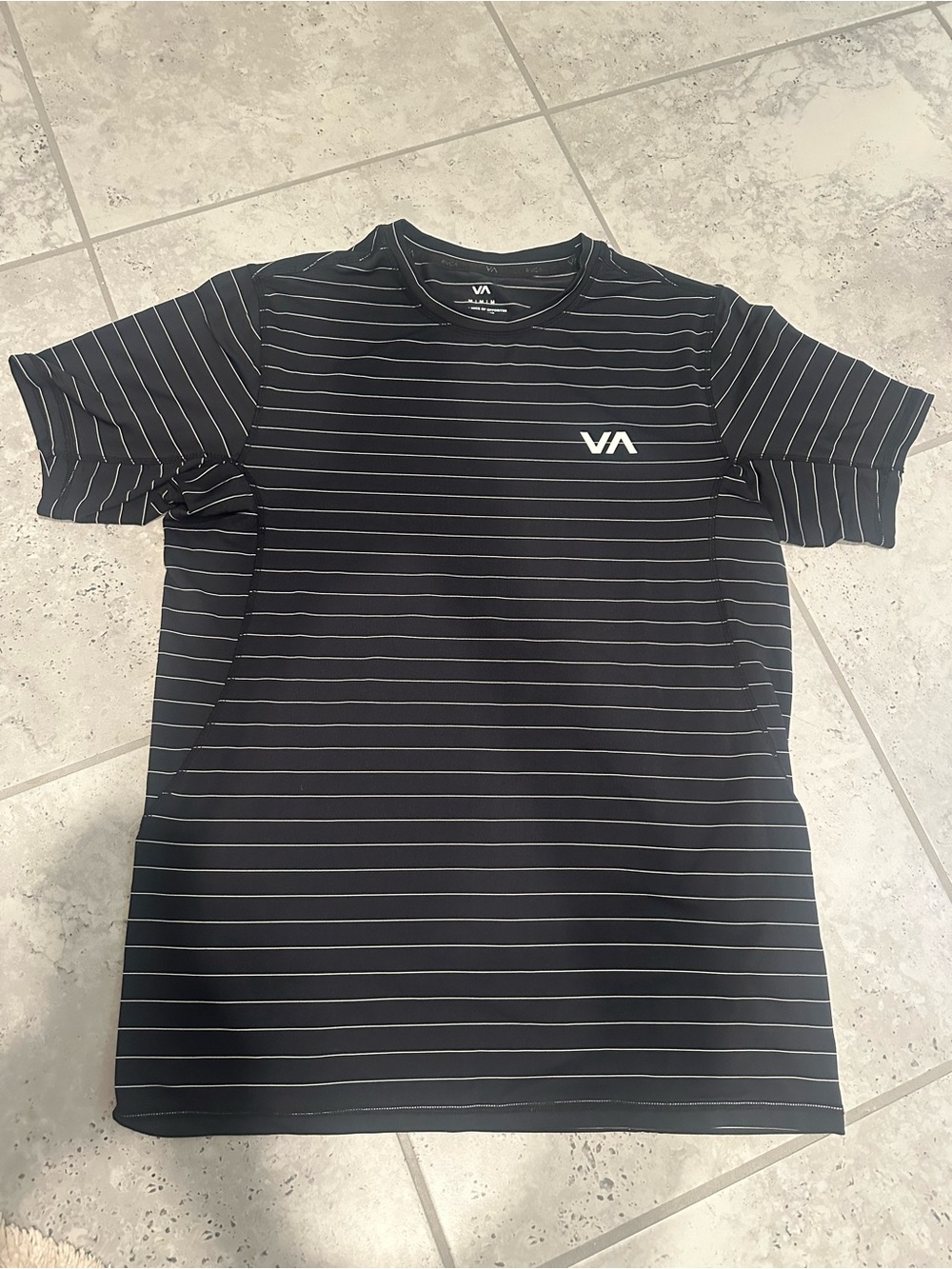 RVCA Black Tee with White Pinstripes